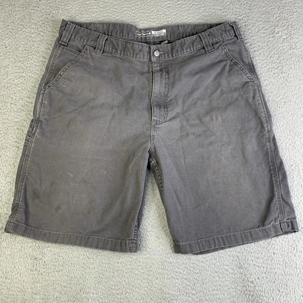 Carhartt Shorts Mens 40 Waist 38 Gray Relaxed Fit Rugged Flex Lightly Distressed